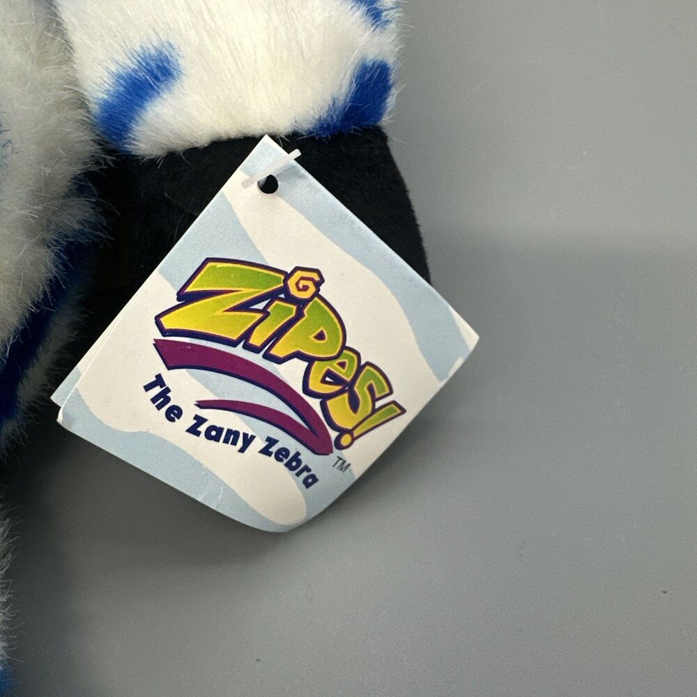 Vintage Zany Brainy Zebra Zipes 21" Plush ~ 1998 Safari Hat & Baby in Backpack - Picture 5 of 7